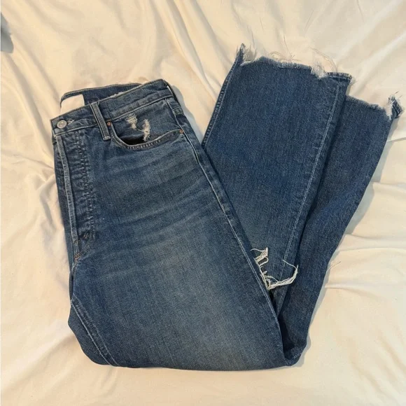 MOTHER Blue Distressed Boyfriend Jeans - Picture 2 of 10